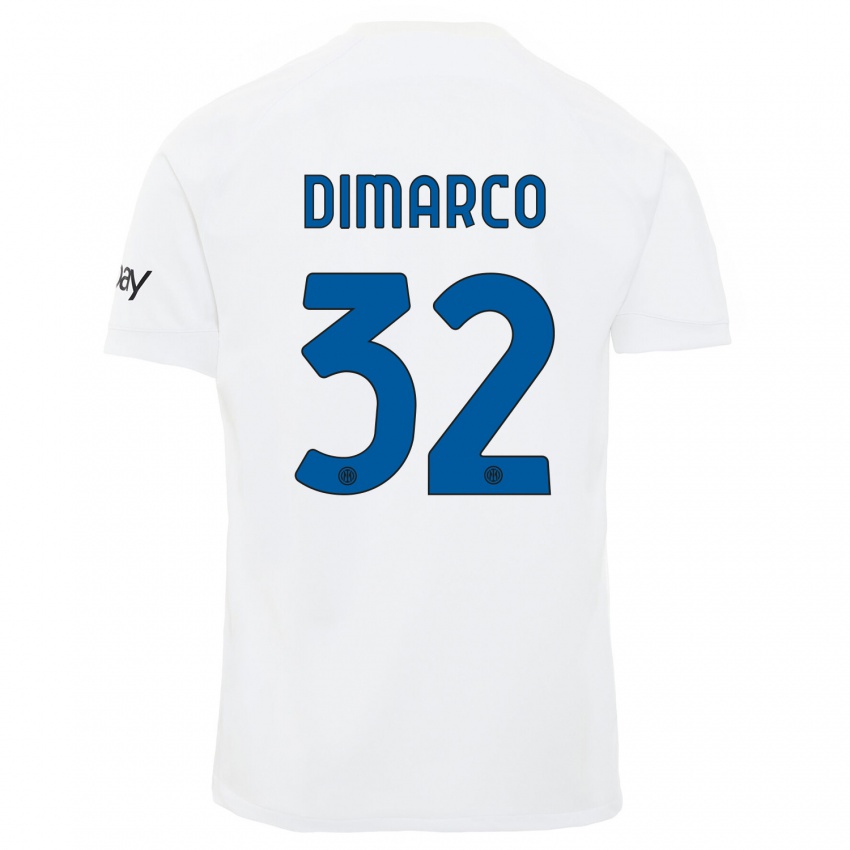 Dzieci Federico Dimarco #32 Biały Wyjazdowa Koszulka 2023/24 Koszulki Klubowe