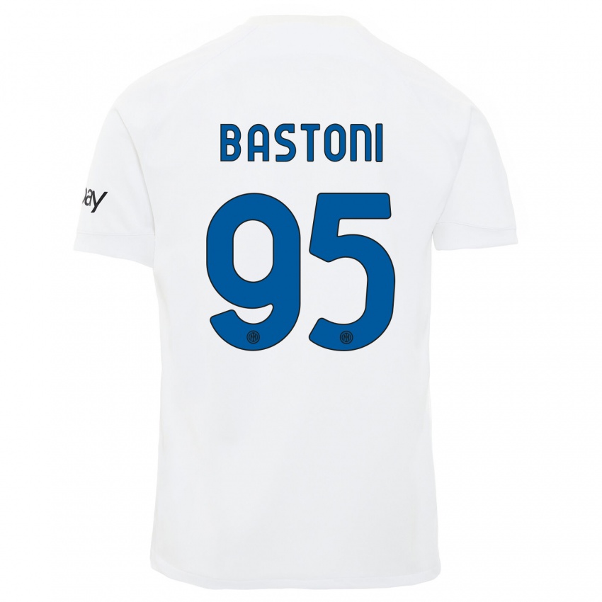 Dzieci Alessandro Bastoni #95 Biały Wyjazdowa Koszulka 2023/24 Koszulki Klubowe