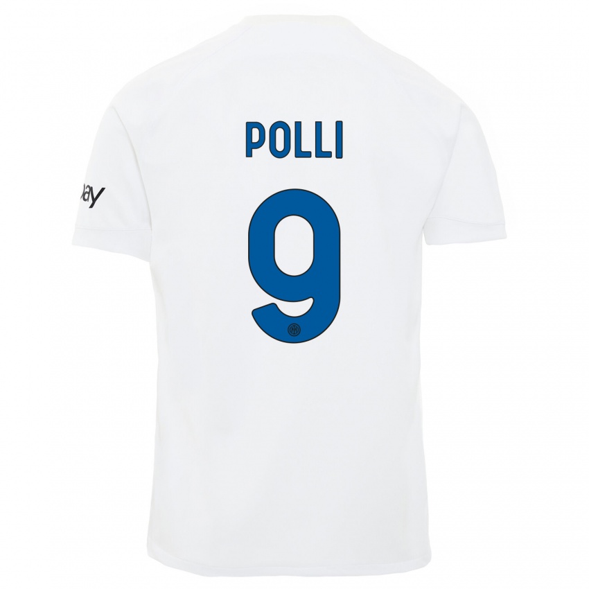 Dzieci Elisa Polli #9 Biały Wyjazdowa Koszulka 2023/24 Koszulki Klubowe