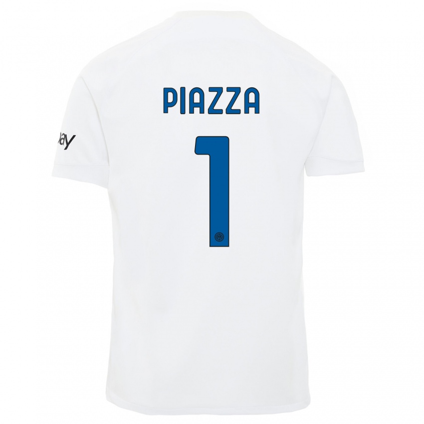 Dzieci Alessia Piazza #1 Biały Wyjazdowa Koszulka 2023/24 Koszulki Klubowe