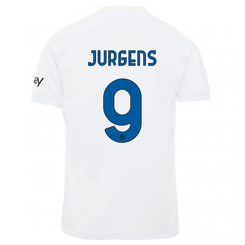 Dzieci Oliver Jurgens #9 Biały Wyjazdowa Koszulka 2023/24 Koszulki Klubowe