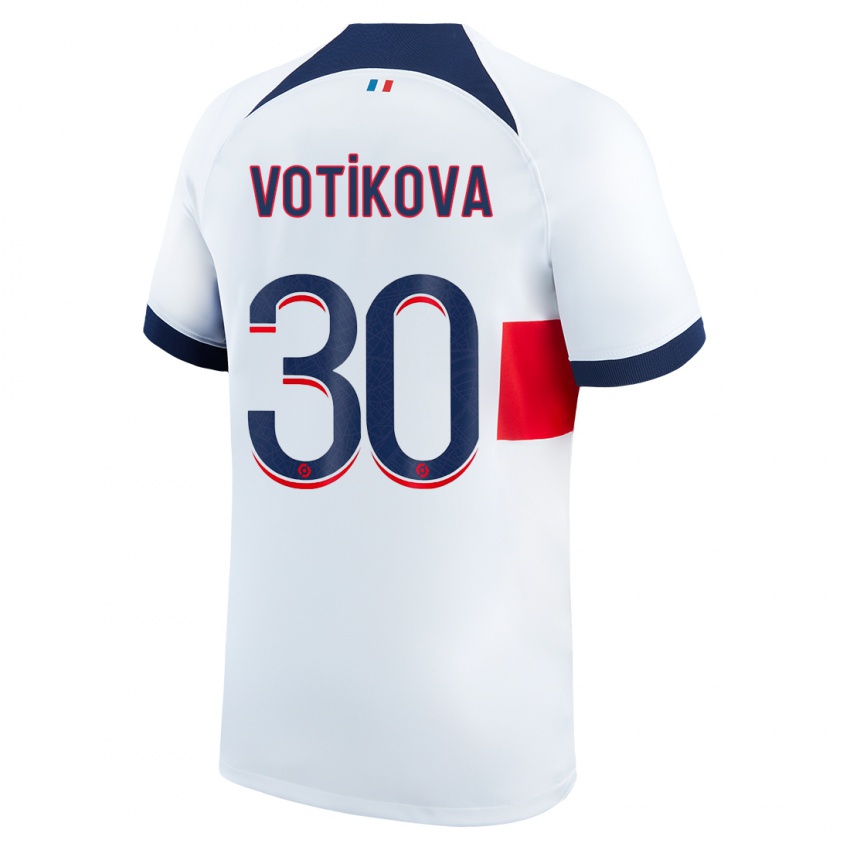 Dzieci Barbora Votikova #30 Biały Wyjazdowa Koszulka 2023/24 Koszulki Klubowe