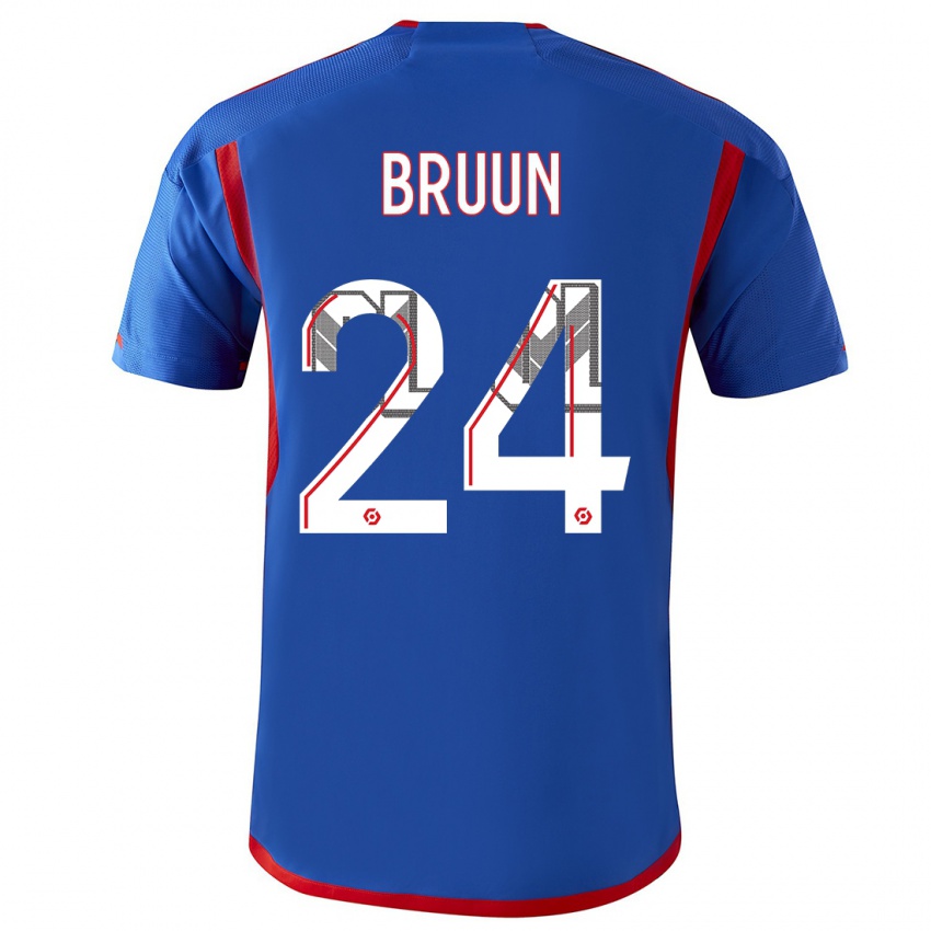 Dzieci Signe Bruun #24 Niebieski Czerwony Wyjazdowa Koszulka 2023/24 Koszulki Klubowe