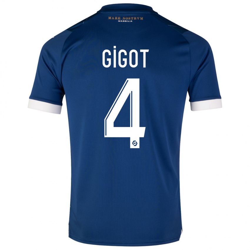 Dzieci Samuel Gigot #4 Ciemny Niebieski Wyjazdowa Koszulka 2023/24 Koszulki Klubowe
