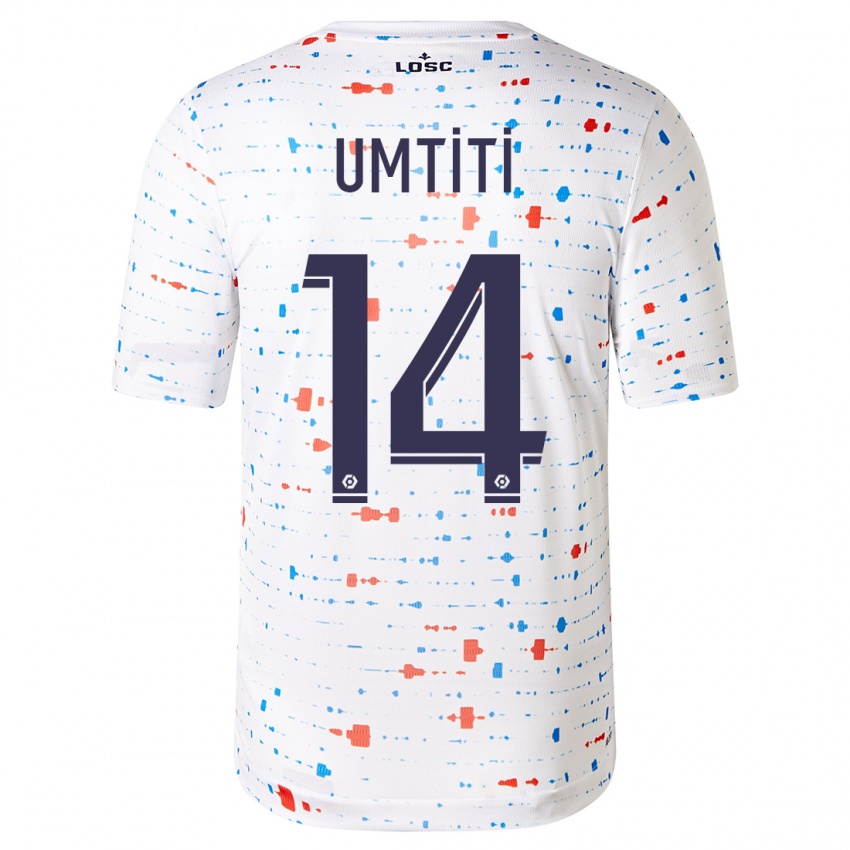 Dzieci Samuel Umtiti #14 Biały Wyjazdowa Koszulka 2023/24 Koszulki Klubowe