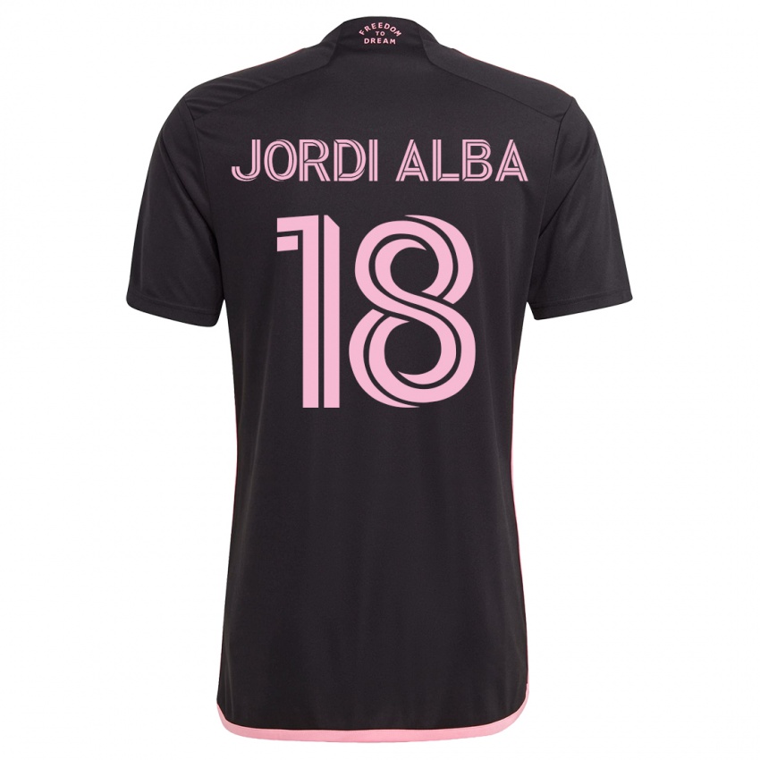 Dzieci Jordi Alba #18 Czarny Wyjazdowa Koszulka 2023/24 Koszulki Klubowe
