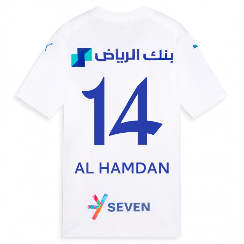 Dzieci Abdullah Al-Hamdan #14 Biały Wyjazdowa Koszulka 2023/24 Koszulki Klubowe