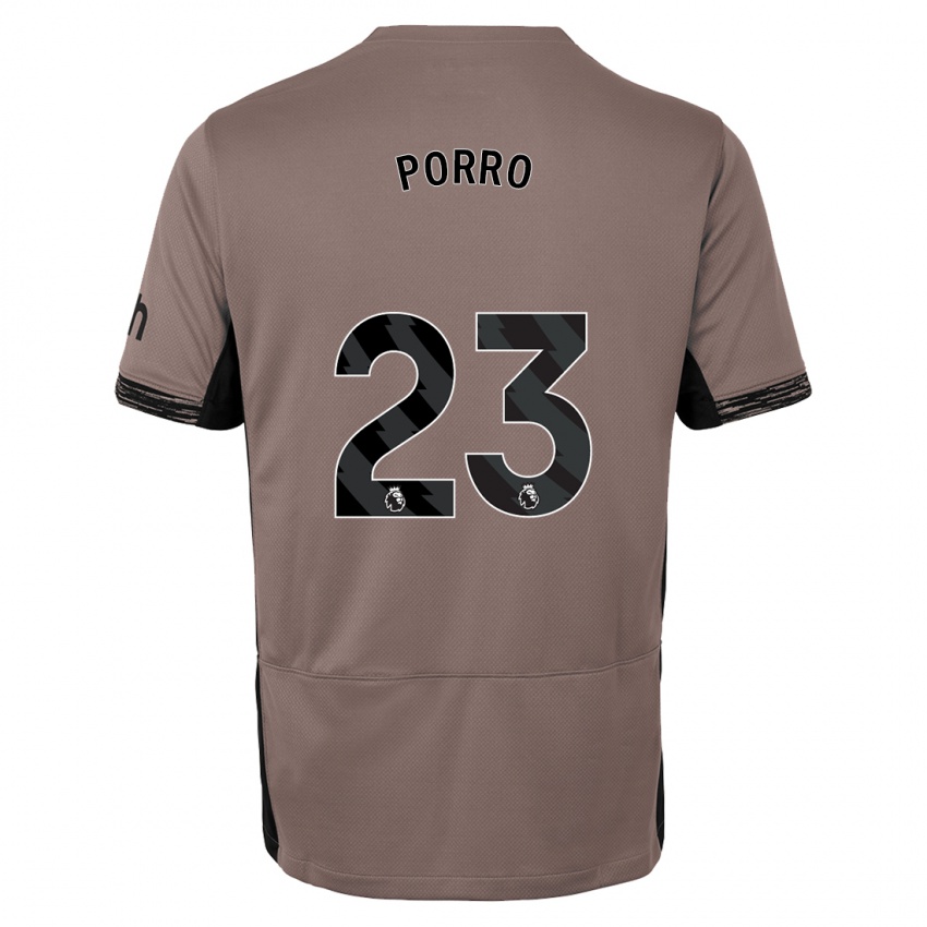 Dzieci Pedro Porro #23 Ciemny Beż Trzeci Komplet Koszulka 2023/24 Koszulki Klubowe
