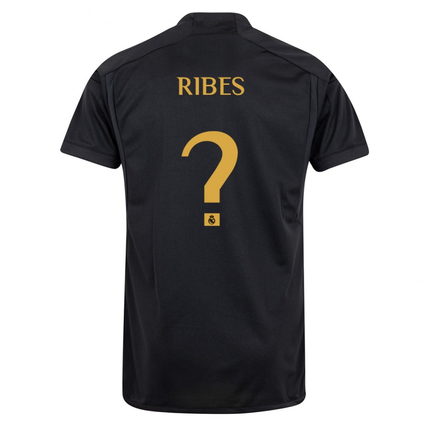 Dzieci Kike Ribes #0 Czarny Trzeci Komplet Koszulka 2023/24 Koszulki Klubowe
