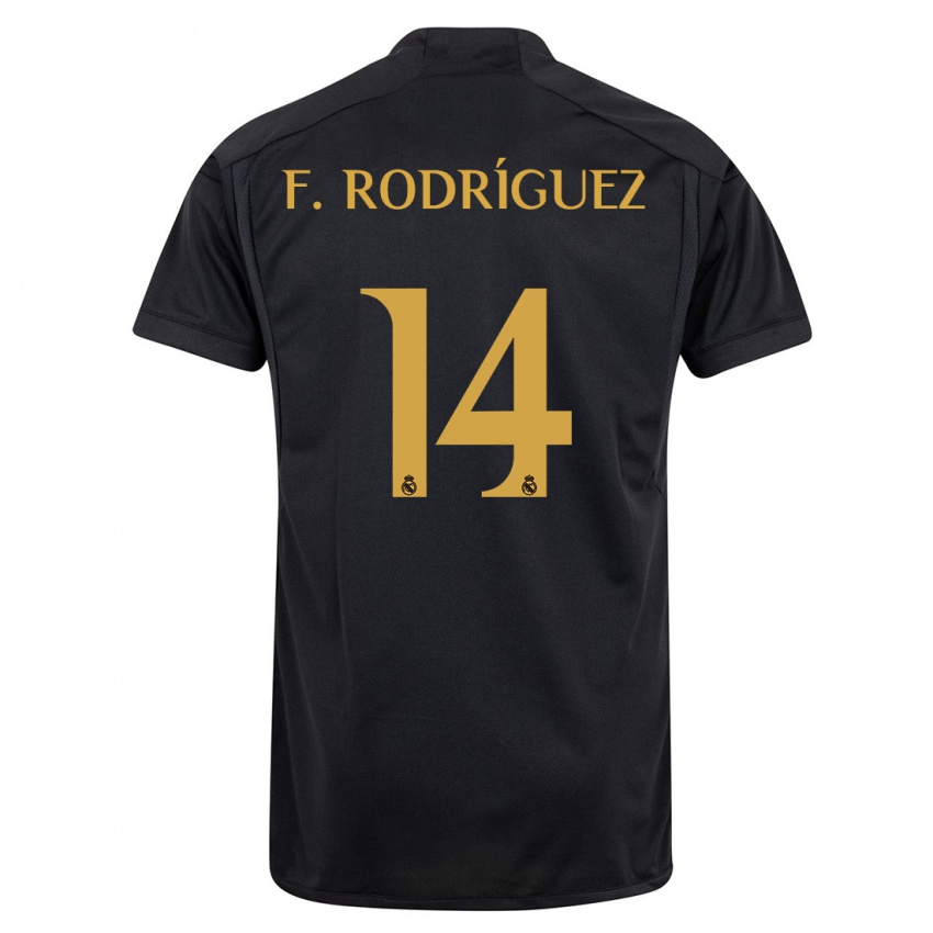 Dzieci Fer Rodríguez #14 Czarny Trzeci Komplet Koszulka 2023/24 Koszulki Klubowe