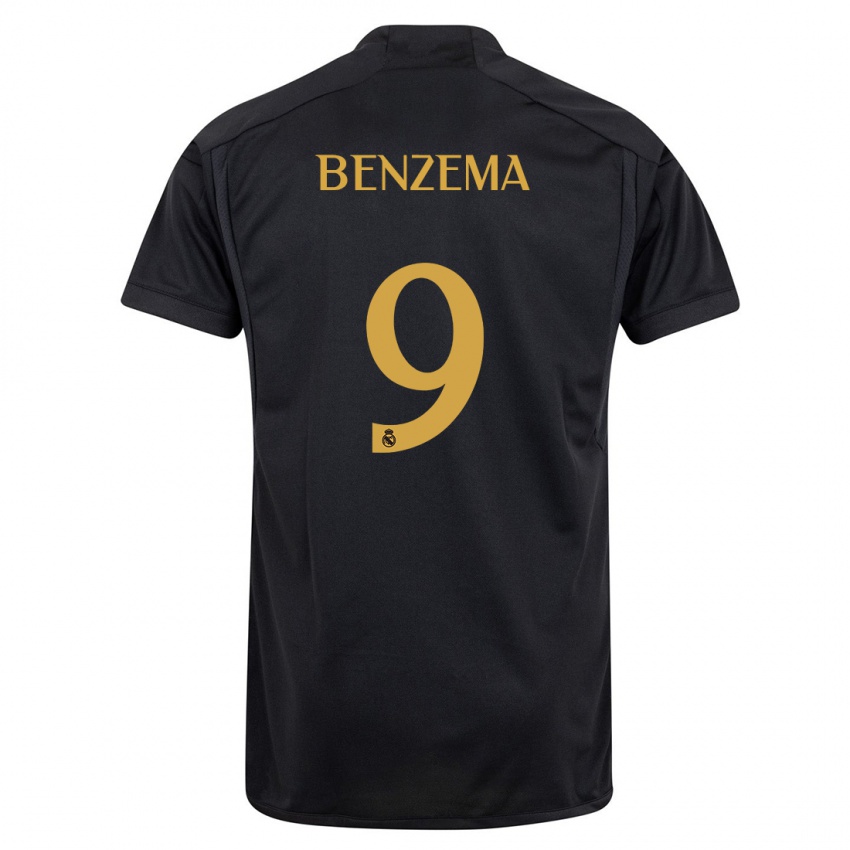 Dzieci Karim Benzema #9 Czarny Trzeci Komplet Koszulka 2023/24 Koszulki Klubowe