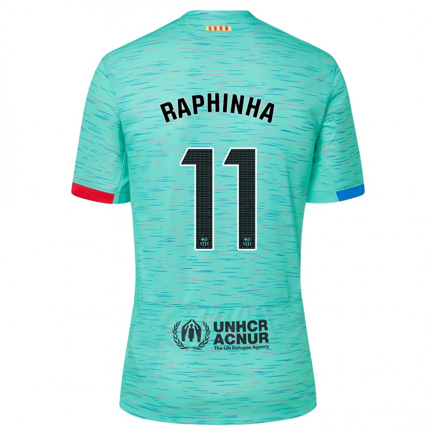 Dzieci Raphinha #11 Lekka Aqua Trzeci Komplet Koszulka 2023/24 Koszulki Klubowe