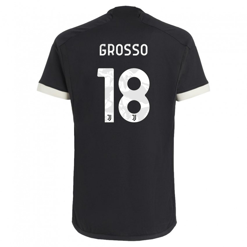 Dzieci Filippo Grosso #18 Czarny Trzeci Komplet Koszulka 2023/24 Koszulki Klubowe