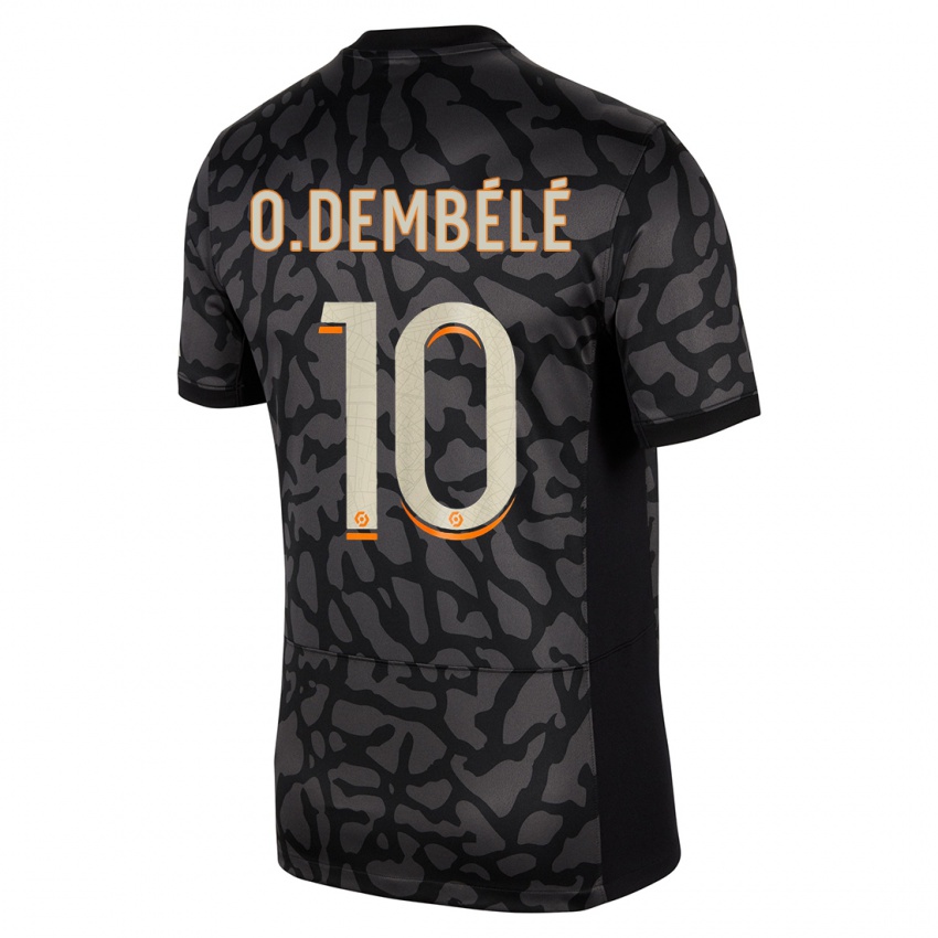 Dzieci Ousmane Dembele #10 Czarny Trzeci Komplet Koszulka 2023/24 Koszulki Klubowe