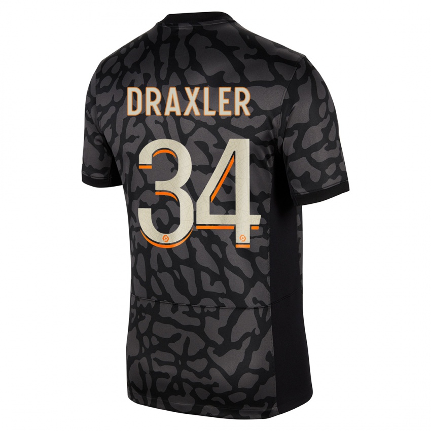 Dzieci Julian Draxler #34 Czarny Trzeci Komplet Koszulka 2023/24 Koszulki Klubowe
