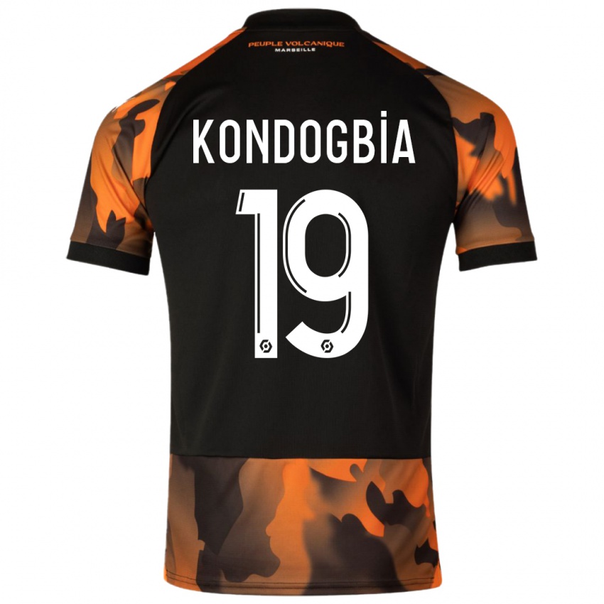 Dzieci Geoffrey Kondogbia #19 Czarny Pomarańczowy Trzeci Komplet Koszulka 2023/24 Koszulki Klubowe