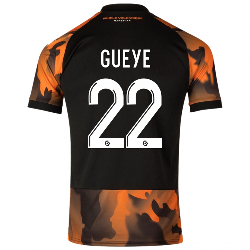 Dzieci Pape Gueye #22 Czarny Pomarańczowy Trzeci Komplet Koszulka 2023/24 Koszulki Klubowe
