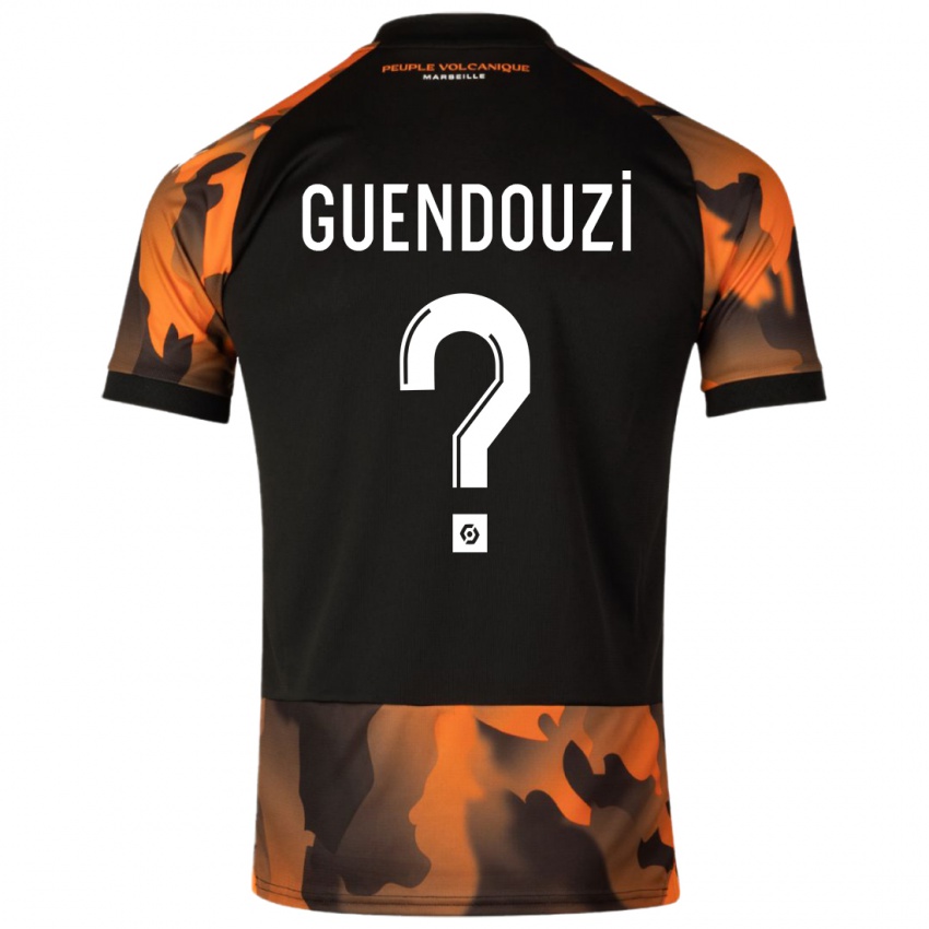 Dzieci Milan Guendouzi #0 Czarny Pomarańczowy Trzeci Komplet Koszulka 2023/24 Koszulki Klubowe