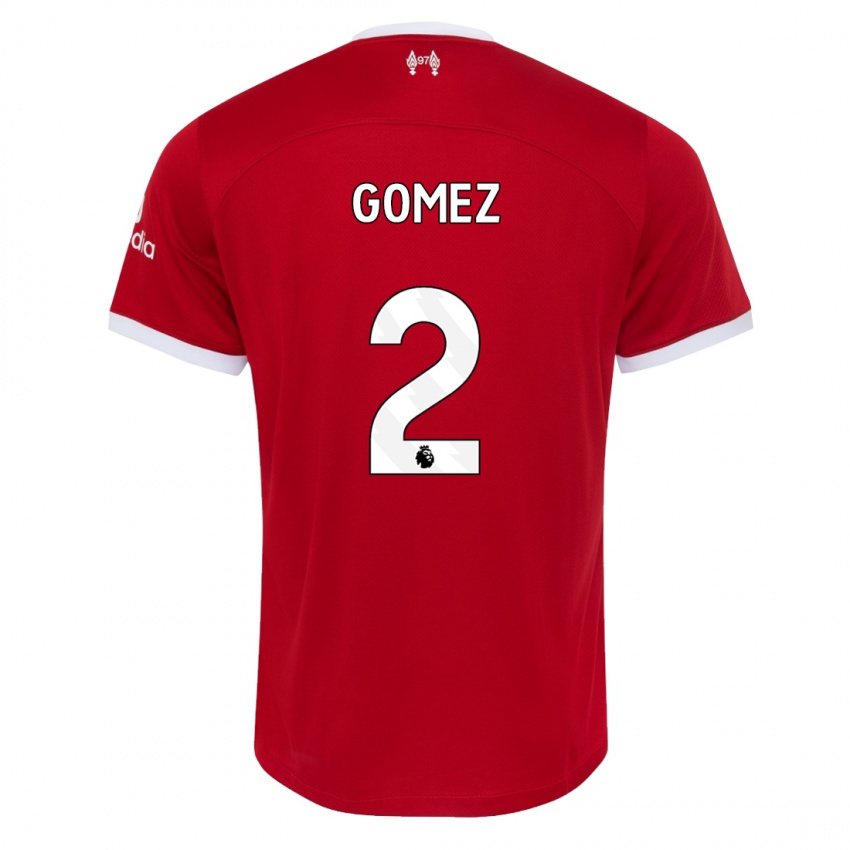 Męski Joe Gomez #2 Czerwony Domowa Koszulka 2023/24 Koszulki Klubowe