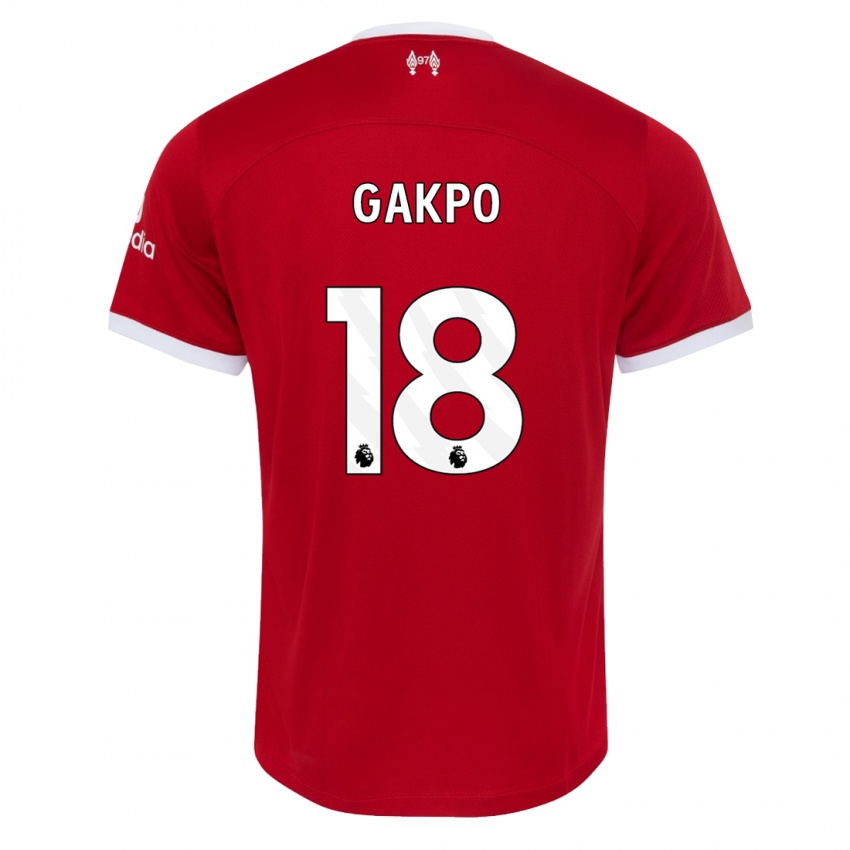 Męski Cody Gakpo #18 Czerwony Domowa Koszulka 2023/24 Koszulki Klubowe