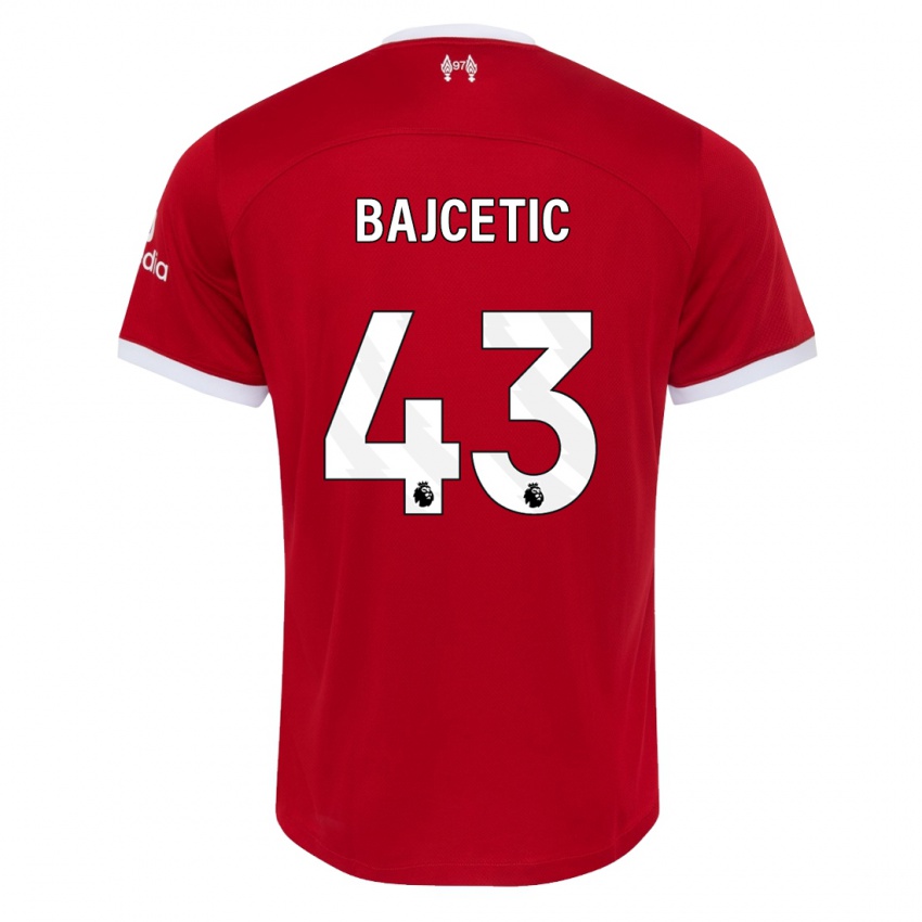 Męski Stefan Bajcetic #43 Czerwony Domowa Koszulka 2023/24 Koszulki Klubowe