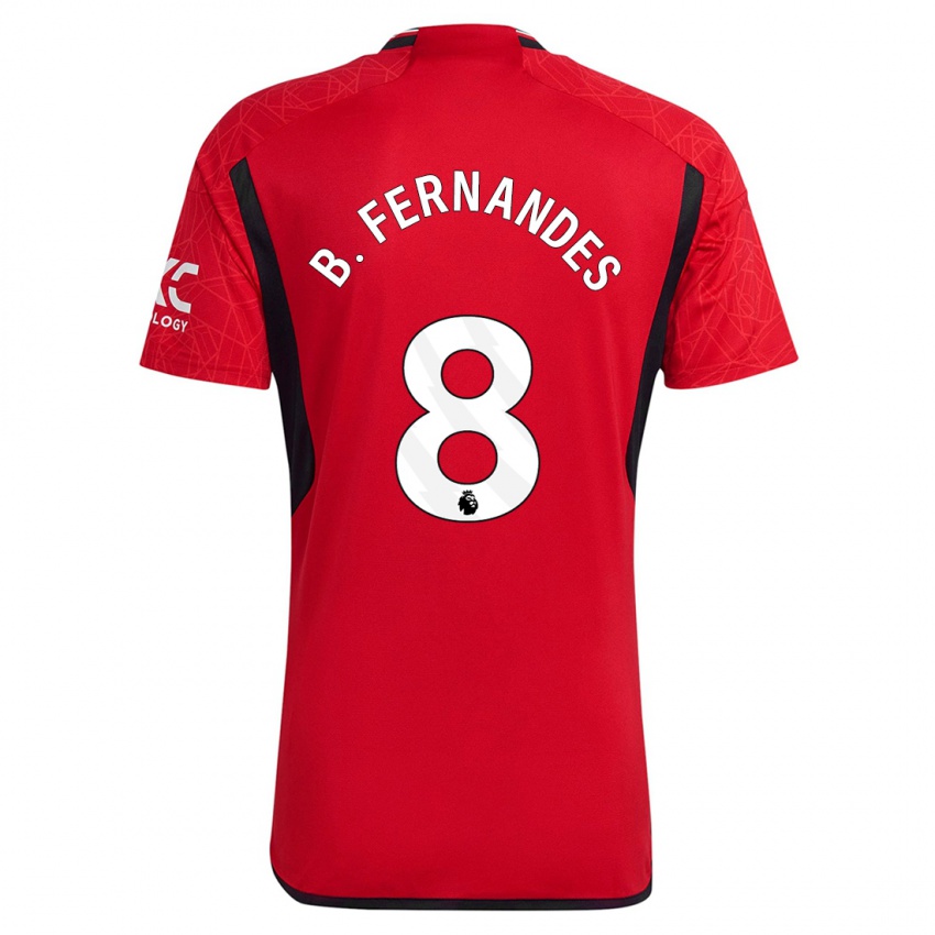 Męski Bruno Fernandes #8 Czerwony Domowa Koszulka 2023/24 Koszulki Klubowe