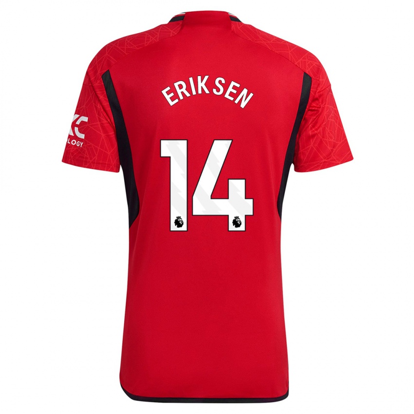 Męski Christian Eriksen #14 Czerwony Domowa Koszulka 2023/24 Koszulki Klubowe