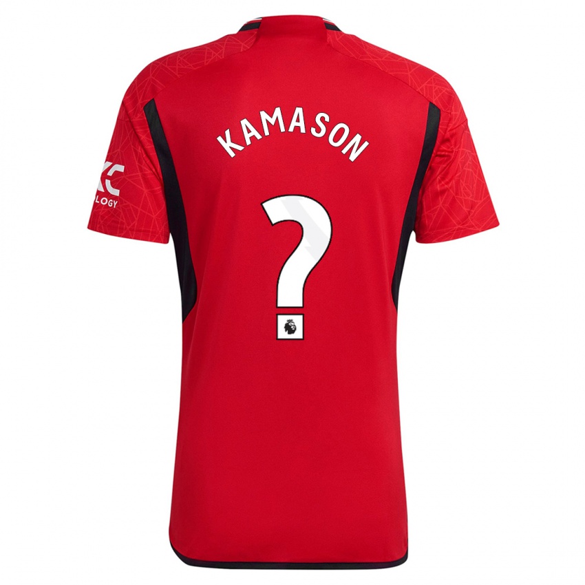 Męski Jaydan Kamason #0 Czerwony Domowa Koszulka 2023/24 Koszulki Klubowe