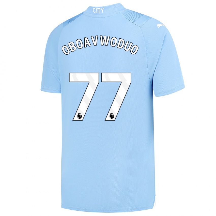 Męski Justin Oboavwoduo #77 Jasny Niebieski Domowa Koszulka 2023/24 Koszulki Klubowe