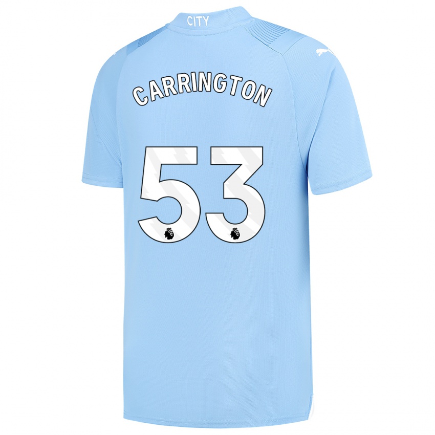 Męski Ezra Carrington #53 Jasny Niebieski Domowa Koszulka 2023/24 Koszulki Klubowe