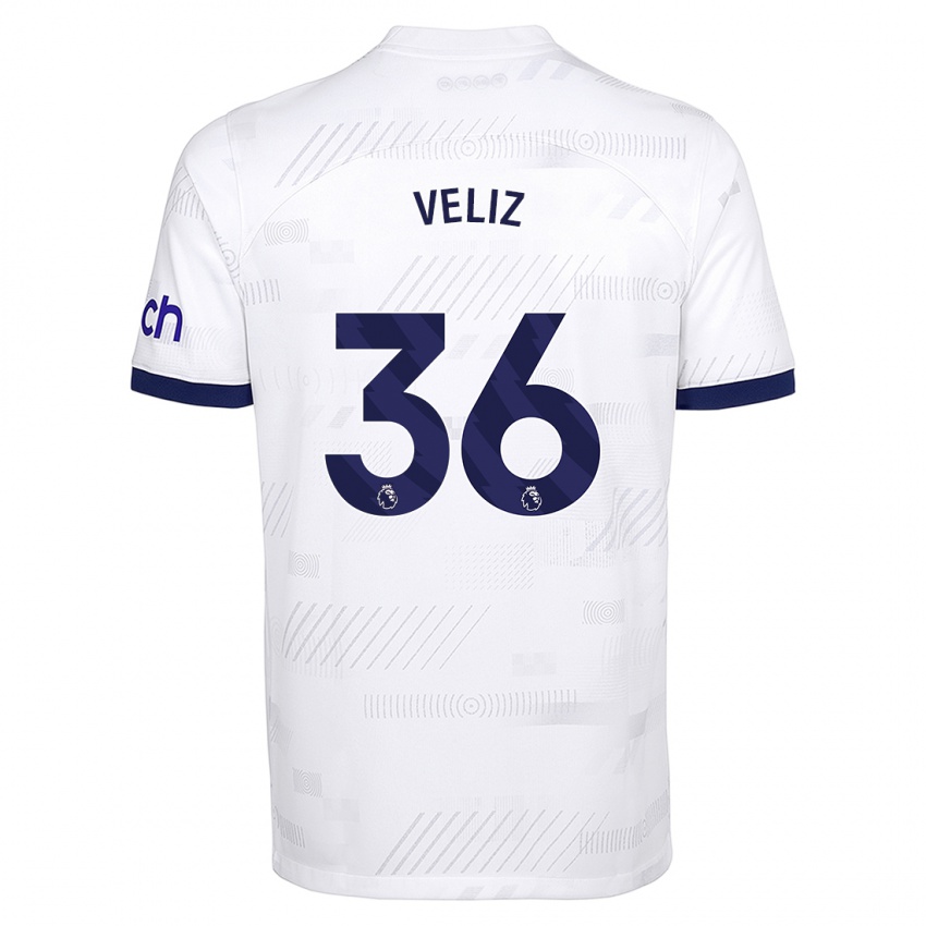 Męski Alejo Véliz #36 Biały Domowa Koszulka 2023/24 Koszulki Klubowe
