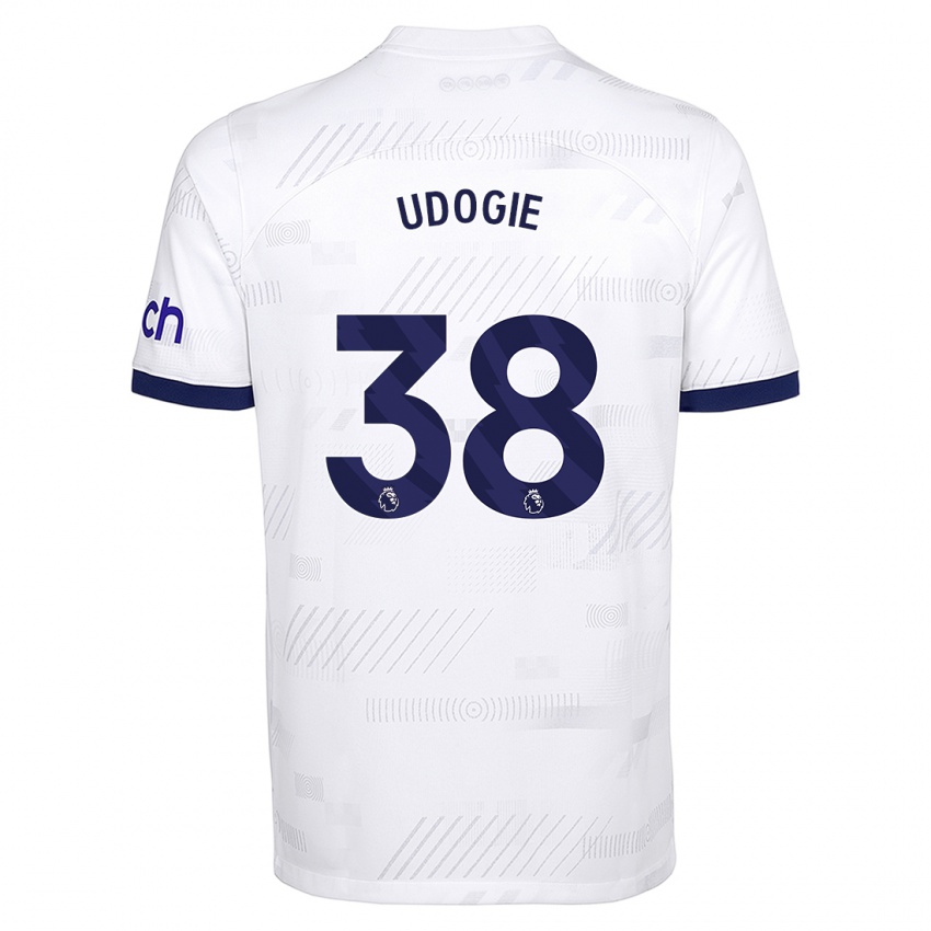 Męski Destiny Udogie #38 Biały Domowa Koszulka 2023/24 Koszulki Klubowe
