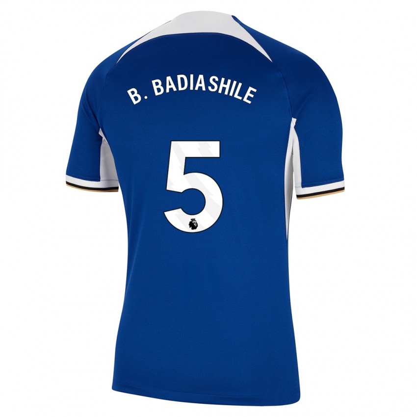 Męski Benoît Badiashile #5 Niebieski Domowa Koszulka 2023/24 Koszulki Klubowe
