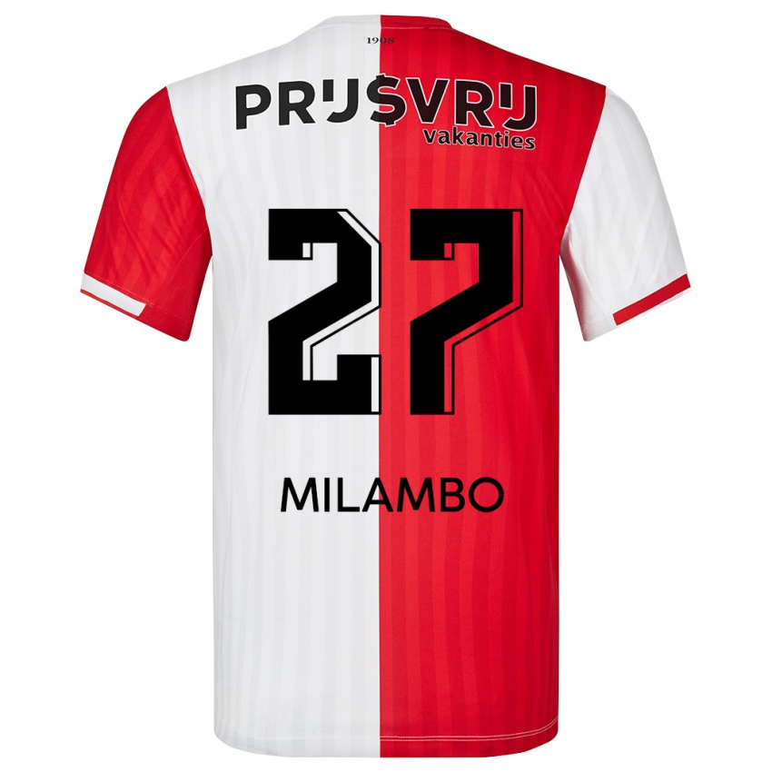 Męski Antoni Milambo #27 Czerwony Biały Domowa Koszulka 2023/24 Koszulki Klubowe