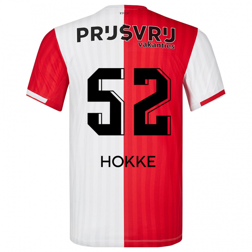 Męski Milan Hokke #52 Czerwony Biały Domowa Koszulka 2023/24 Koszulki Klubowe