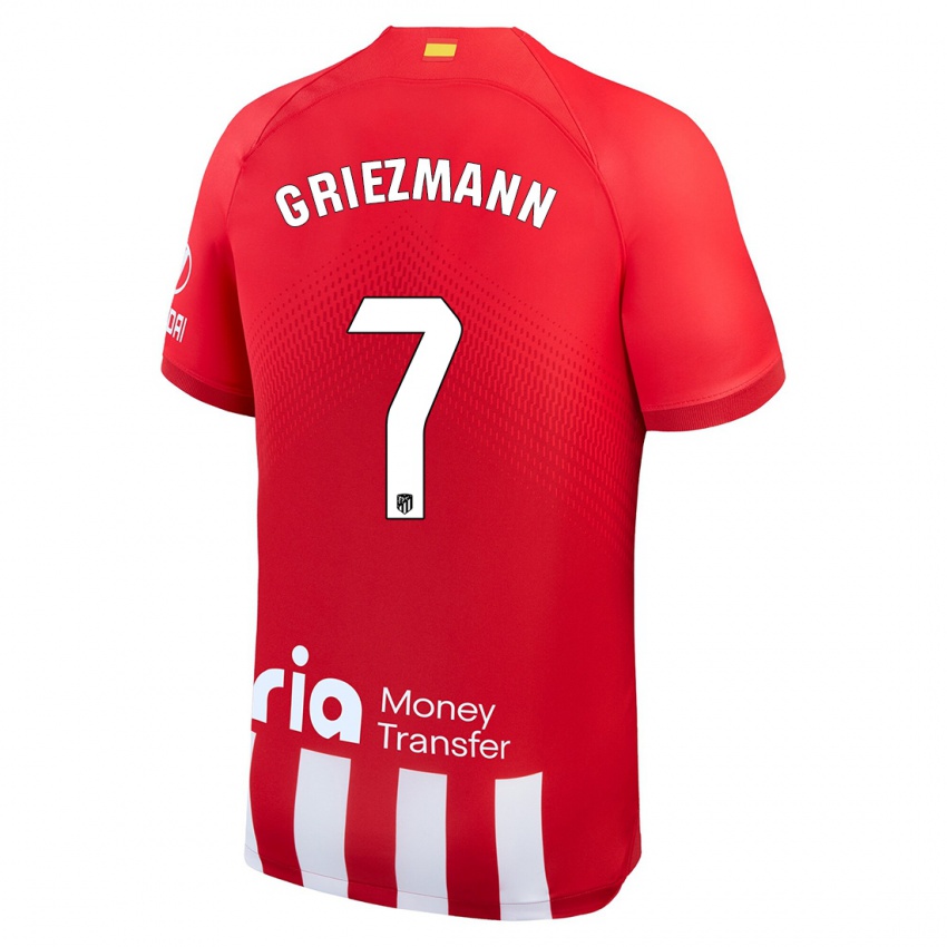Męski Antoine Griezmann #7 Czerwony Biały Domowa Koszulka 2023/24 Koszulki Klubowe