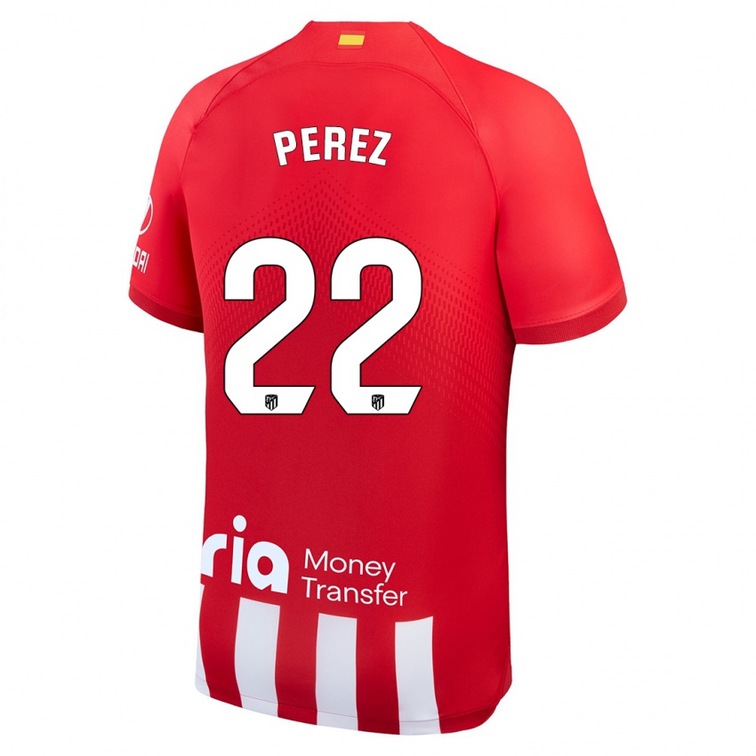 Męski Pablo Perez #22 Czerwony Biały Domowa Koszulka 2023/24 Koszulki Klubowe