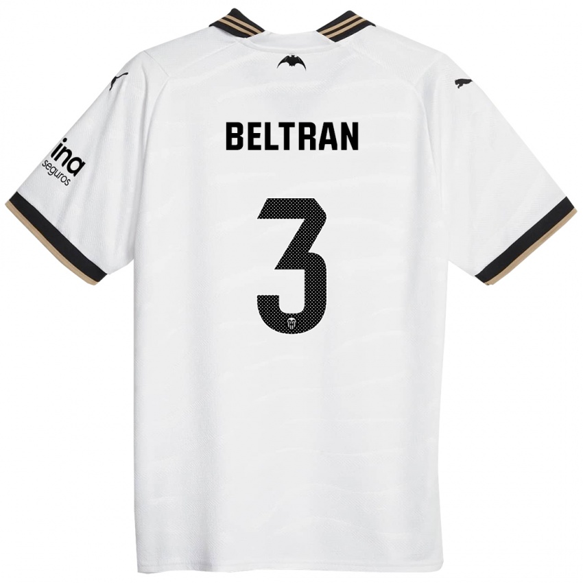 Męski Bea Beltran #3 Biały Domowa Koszulka 2023/24 Koszulki Klubowe