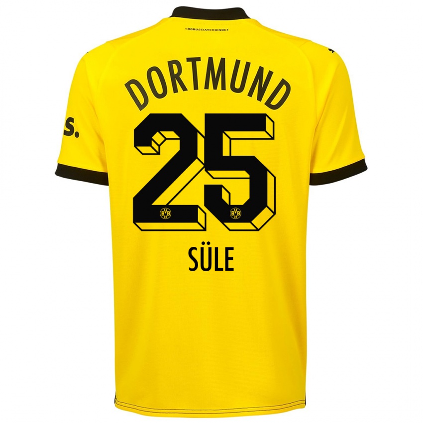 Męski Niklas Sule #25 Żółty Domowa Koszulka 2023/24 Koszulki Klubowe