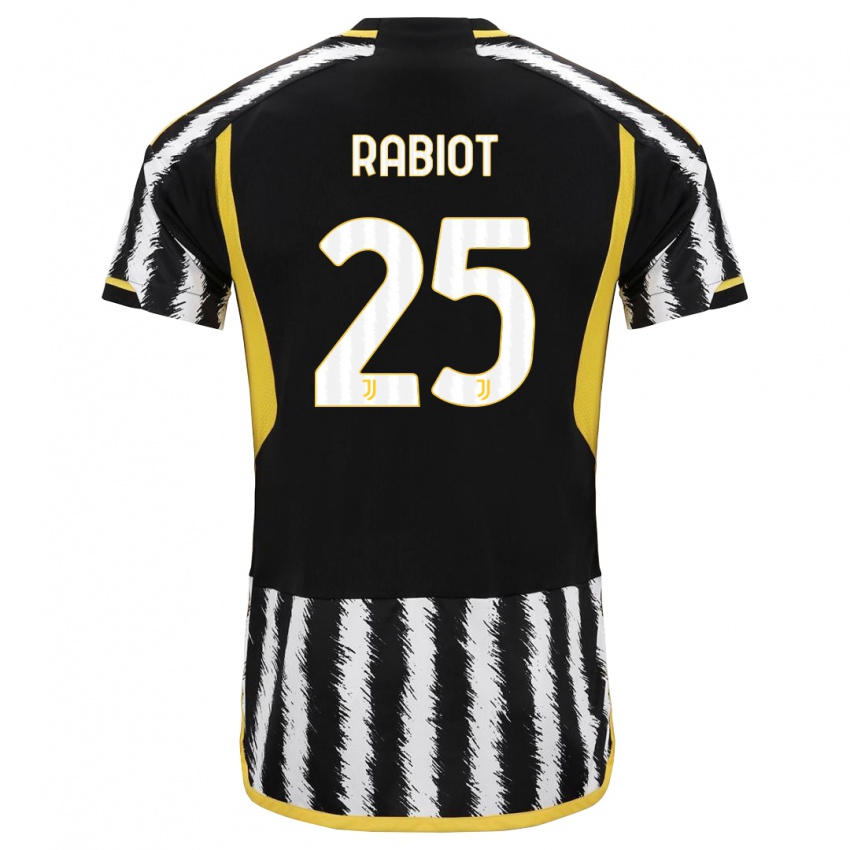 Męski Adrien Rabiot #25 Czarny Biały Domowa Koszulka 2023/24 Koszulki Klubowe