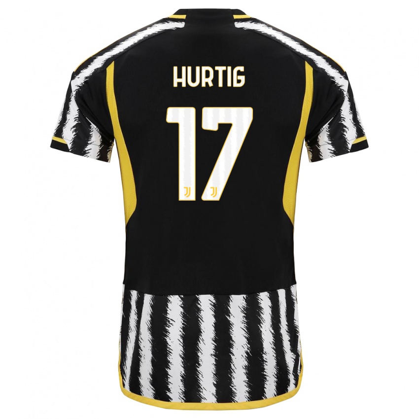 Męski Lina Hurtig #17 Czarny Biały Domowa Koszulka 2023/24 Koszulki Klubowe