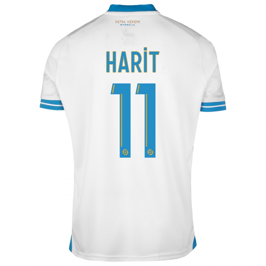 Męski Amine Harit #11 Biały Domowa Koszulka 2023/24 Koszulki Klubowe