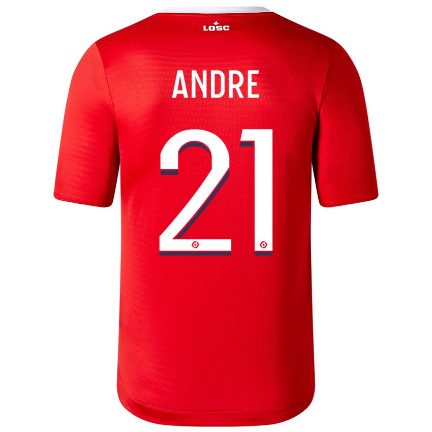 Męski Benjamin Andre #21 Czerwony Domowa Koszulka 2023/24 Koszulki Klubowe