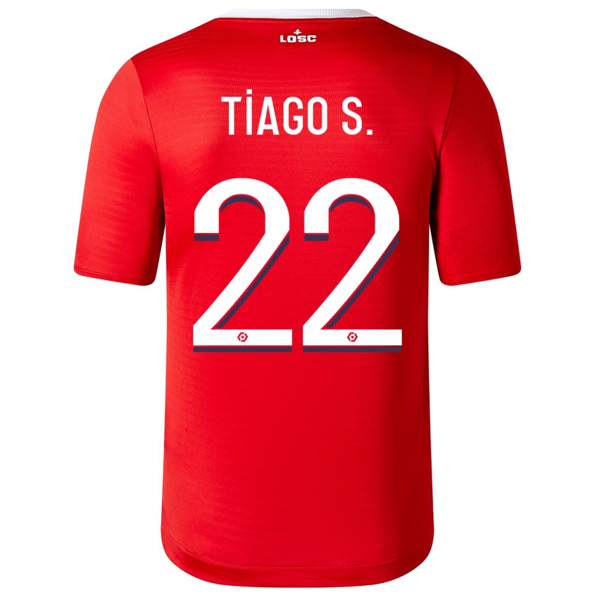 Męski Tiago Santos #22 Czerwony Domowa Koszulka 2023/24 Koszulki Klubowe