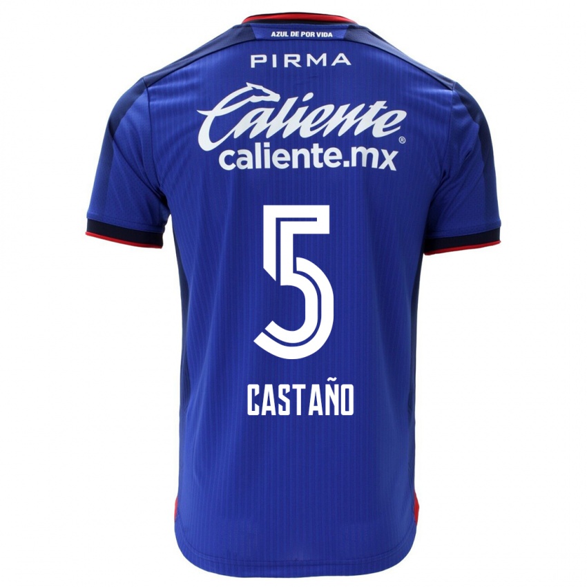 Męski Kevin Castaño #5 Niebieski Domowa Koszulka 2023/24 Koszulki Klubowe