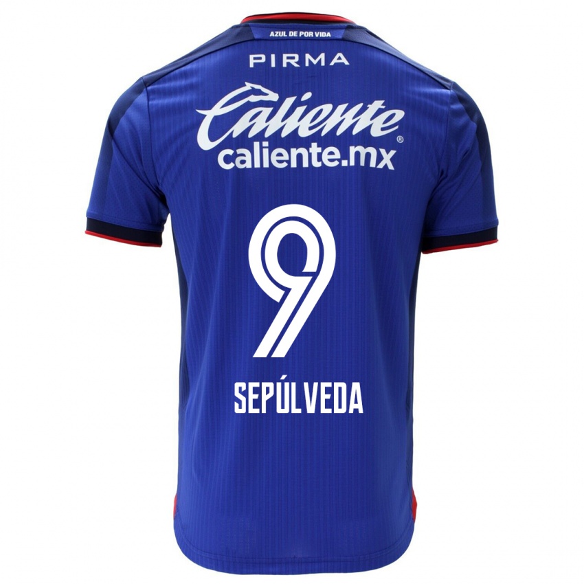 Męski Ángel Sepúlveda #9 Niebieski Domowa Koszulka 2023/24 Koszulki Klubowe