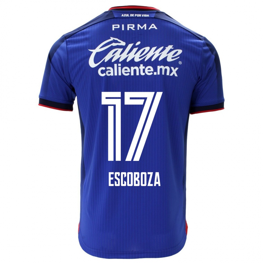 Męski Alonso Escoboza #17 Niebieski Domowa Koszulka 2023/24 Koszulki Klubowe