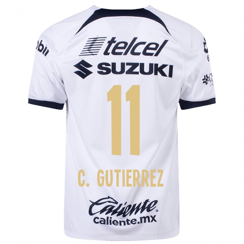 Męski Carlos Gutierrez #11 Biały Domowa Koszulka 2023/24 Koszulki Klubowe
