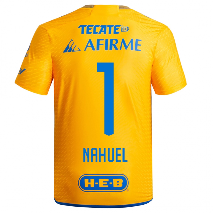 Męski Nahuel Guzman #1 Żółty Domowa Koszulka 2023/24 Koszulki Klubowe