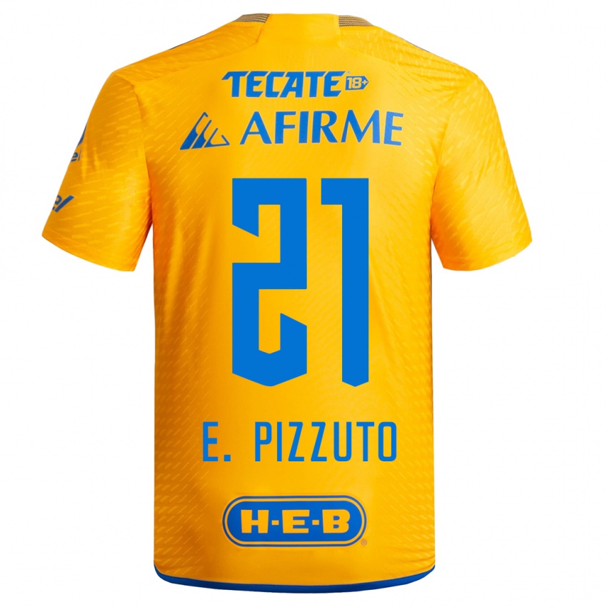 Męski Eugenio Pizzuto #21 Żółty Domowa Koszulka 2023/24 Koszulki Klubowe